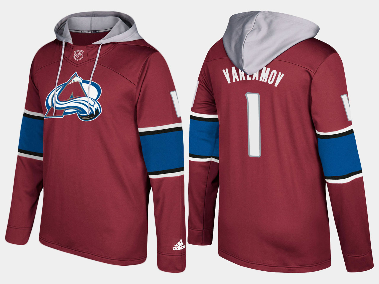 Men NHL Colorado avalanche 1 semyon varlamov burgundy hoodie